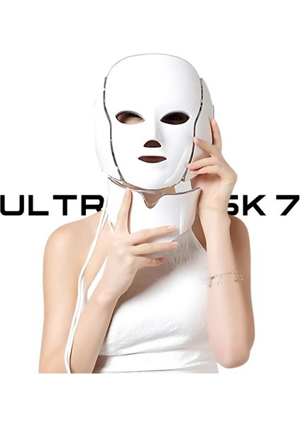 Ultra Mask 7 LED Işık Terapisi Maskesi – 192 Led, 7 Renkli Fotoporasyon & Miyostimülasyon | Anti-Aging Cilt Yenileme