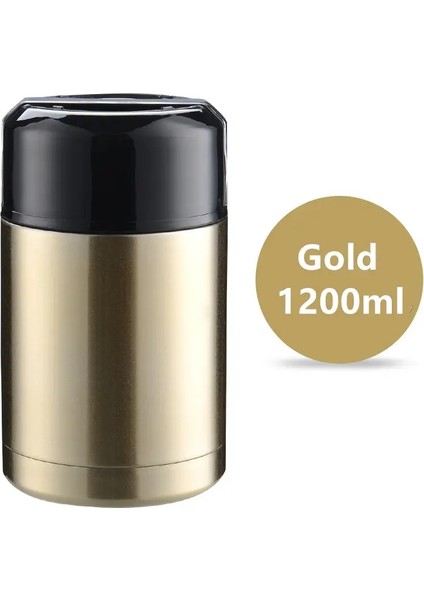 Büyük Kapasiteli 800ML/1000ML/1200ML Termos Öğle Yemeği Kutusu Taşınabilir Paslanmaz Çorba Konteynerleri Vakum Şenlikleri Termokup Kapasitesi: Gösteri/renk Olarak: 1200ML Altın (Yurt Dışından)