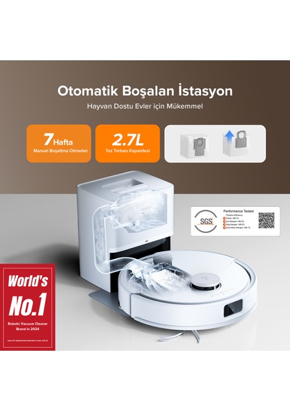 Q8 Max Pro Plus Akıllı Robot Süpürge Beyaz