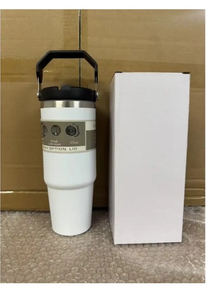 Yeni Canavar 30 Oz Paslanmaz Çelik Vakum Yalıtımlı Kahve Buz Kupası% 100 Sızıntı Düzeltili Yalıtımlı Kupa Şişesi Sap (Mavi) Kapasite: 500-1000ML/RENK: Beyaz (Yurt Dışından)