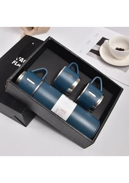 Taşınabilir 304 Paslanmaz Çelik Vakum Yalıtımlı Şişe Hediye Seti Ofis Iş Tarzı Kahve Termos Şişe Şişesi Kalıp Kapasitesi: 500ML/RENK: Mavi Set (Yurt Dışından)