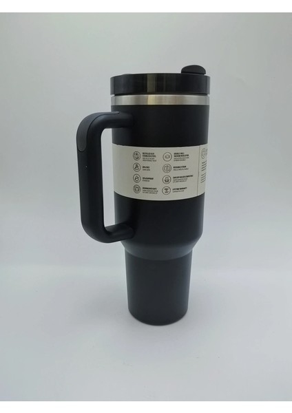 2. Nesil 40OZ Otomobil Kupası Büyük Kapasiteli Saman Termos Kupası Bingba Araç Su Kupası, Spor, Açık, Ofis Sapı Su Kupa Varlık: 1-1.5l/renk: Koyu Gri (Yurt Dışından)