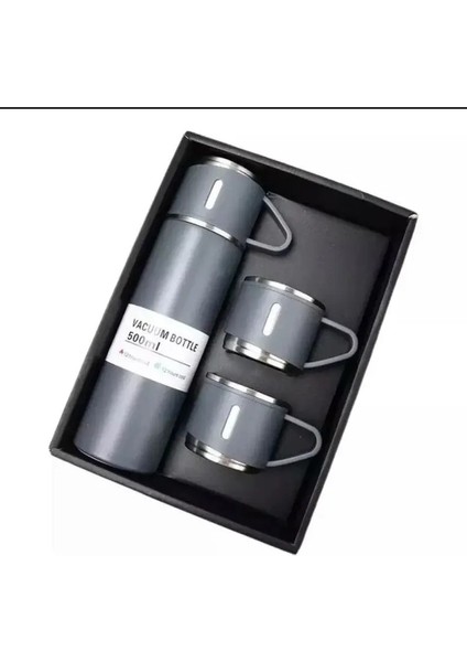 Termos Kupası 304 Paslanmaz Çelik Vakum Yalıtımlı Şişe Hediye Seti Kit Kahve Kupa Garrafa Térmica Vakum Şişesi Seti 500ML Noel Kapasitesi: 500ML/RENK: Gri (Yurt Dışından)