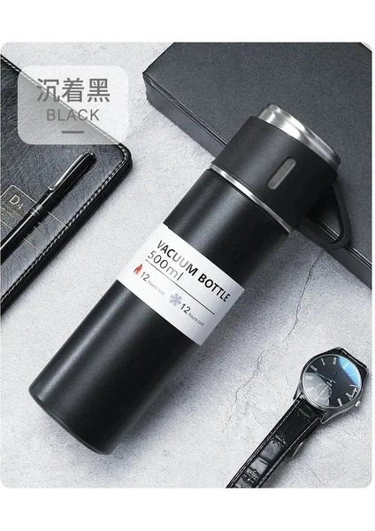 304 Bir Fincan Üç Kapaklı Termos Fincan Hediye Kutusu Seti Paslanmaz Çelik Iş Hediyesi Kupası Aile Buzu Için Noel Hediyesi Bottlecapity: 500ML/RENK: 500ML-GREY (Yurt Dışından)