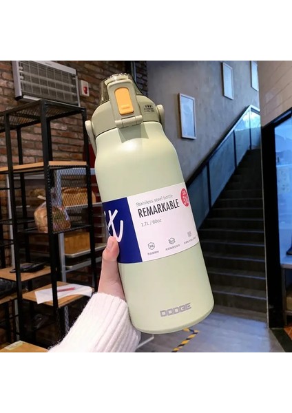 Dodge 1300/1700ML Paslanmaz Çelik Tumbler Termos Şişe Taşınabilir Vakum Şişeler Açık Hava Spor Su Kupası Araç Yalıtımlı Flask Kapasite: 1700ML/RENK: Yeşil (Yurt Dışından)