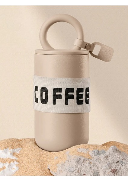 Yeni Kahve Seyahat Kupa Su Şişesi Paslanmaz Çelik Termos Şişesi 460ML Seyahat Kahve Kupası Taşınabilir Tumbler Moda Vakum Şişesi Kapasite: 460ML/RENK: Bej (Yurt Dışından)