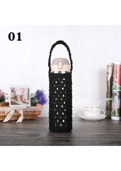 Taşınabilir Termos Dak Kollu 400-600ML Tığ Işi Su Şişesi Örtü Kasası Örgü Su Şişeleri Tutucu Çanta Kapağı Pouchcolor: 01 Siyah (Yurt Dışından)