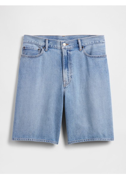 Erkek Mavi Süpersoft Loose Jean Şort