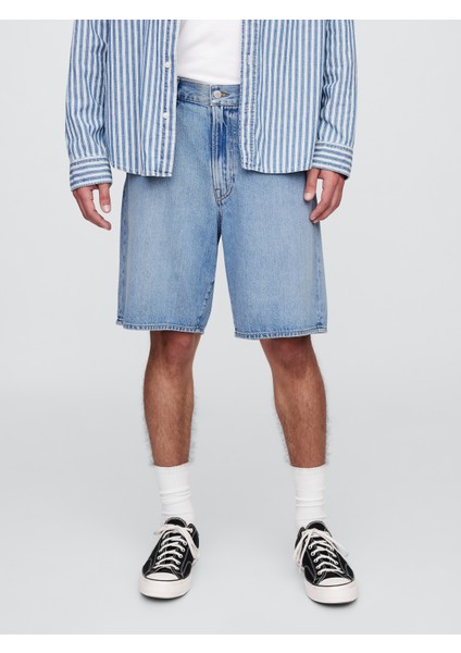 Erkek Mavi Süpersoft Loose Jean Şort