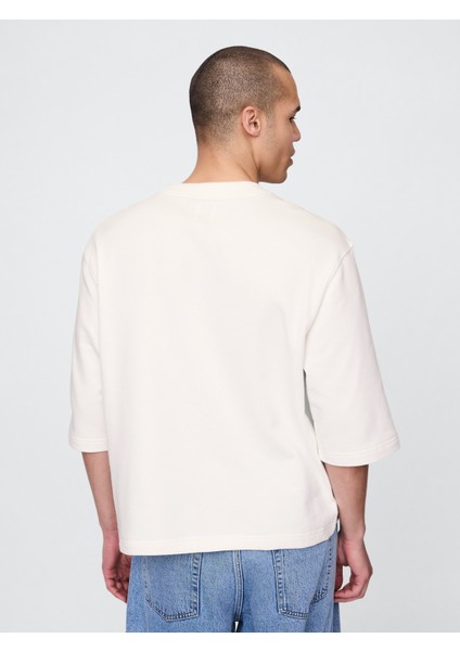 Erkek Kırık Beyaz Oversized Gap Grafik Terry T-Shirt fırsatları