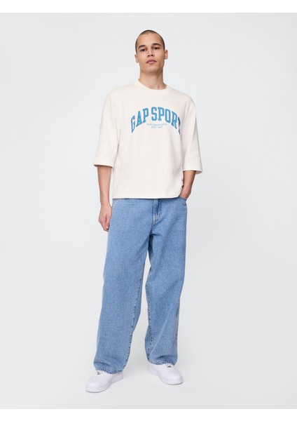 Erkek Kırık Beyaz Oversized Gap Grafik Terry T-Shirt indirimleri