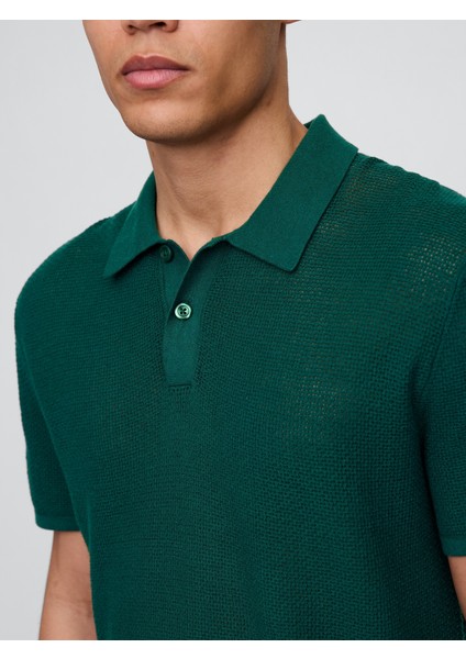 Erkek Koyu Yeşil Dokulu Kroşe Polo T-Shirt fiyatları