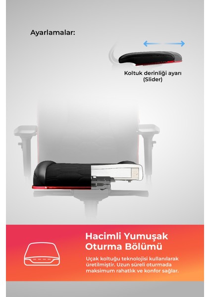 Samurai Red Ergonomik Fileli ve Deri Oyuncu / Ofis Koltuğu - 2e2.3.7.b7 Kırmızı-Siyah