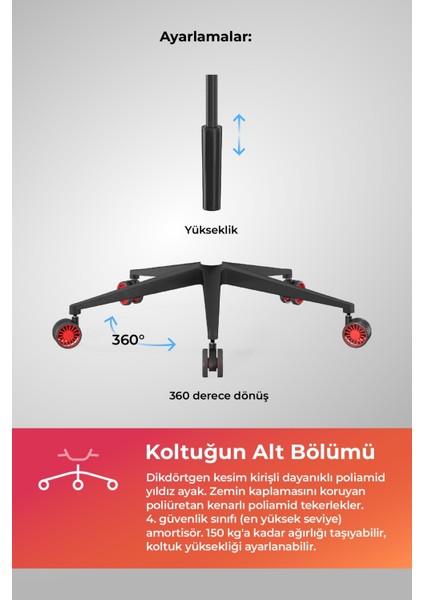 Samurai Red Ergonomik Fileli ve Deri Oyuncu / Ofis Koltuğu - 2e2.3.7.b7 Kırmızı-Siyah