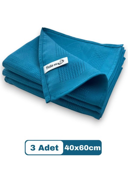 Mikrfiber Temizlik Bezi Cam/ayna Bezi Genel Temizlik Bezi 3 Adet Mavi 40X60CM