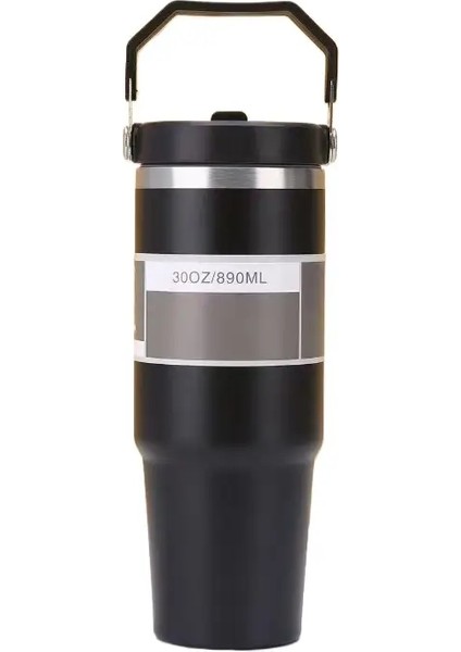 En Çok Satan 30 Oz Paslanmaz Çelik El Araba Fincanı, Dondurma Fincanı, Saman, Kahve Fincanı, Termos Fincanı, Su Kekleri ile Vakum: 30 Oz/renk: Siyah (Yurt Dışından)