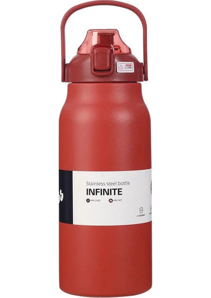1300/1700ML Termos Şişesi Su Şişesi Saman Spor Turu ile Su Şişesi Paslanmaz Çelik Termozlar 316 Termal Taşınabilir Tumblerscapacity: 1-1.5l/renk: Kırmızı (Yurt Dışından)
