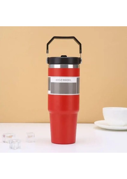30 Oz Saman Kapağı ile Ekstra Büyük Termos Kap - 304 Paslanmaz Çelik, 24 Saat Soğuk, Araba Koltuğu Kapasitesine Uyuyor: 890ML/RENK: 3 (Yurt Dışından)