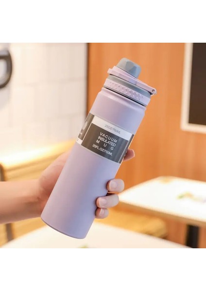 Termal Kupa Basit Taşınabilir Paslanmaz Çelik Su Kişisi Büyük Kapasiteli Spor Şişesi Açık Su Şişesi Taşınabilir Uzay Tenceresi Kapasite: 530ML/RENK: Mor (Yurt Dışından)