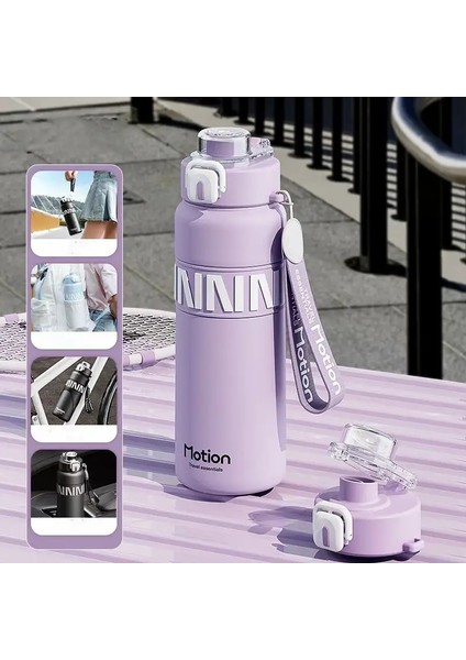 800ML/600ML Paslanmaz Çelik 316 Spor Vakum Şişesi Saman Taşınabilir Spor Salonu Fitness Tırmanış Siber Siber Termal Şişe Seyahat Tulumbilim Kapasitesi: 600ML/RENK: Mor (Yurt Dışından)
