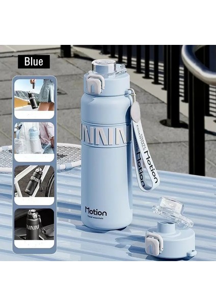 800ML/600ML Paslanmaz Çelik 316 Spor Vakum Şişesi Saman Taşınabilir Spor Salonu Fitness Tırmanış Siber Siber Termal Şişe Seyahat Tulumbudu Kapasitesi: 600ML/RENK: Mavi (Yurt Dışından)