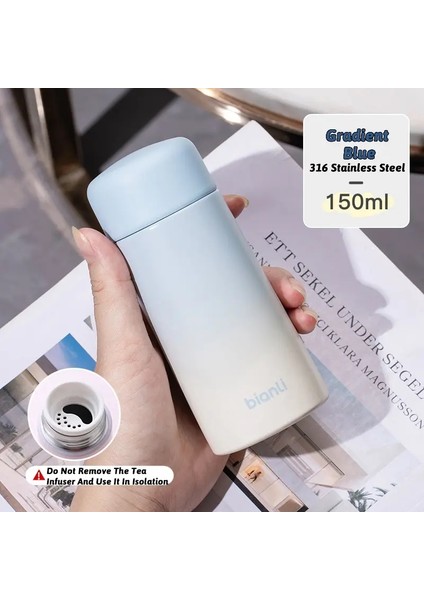 150ML Süper Mini 304 Paslanmaz Çelik Termal Yalıtım Seyahat Tumbler Vakum Yalıtımlı Taşınabilir Kupa Termos Kupası Kapalı Mugkapakite: 150ML/RENK: Gradyan Mavi (Yurt Dışından)