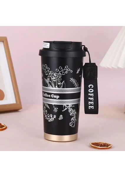 Yeni Su Şişesi Van Go-Gh Thermos Kahve Kupası 2025 Yeni Yüksek Görünümlü Çift Içme Kupası Vadisi Çiçek Hediyesi Su Cupcapacity: 500ML/RENK: Koyu Gri (Yurt Dışından)