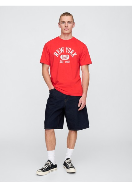 Erkek Kırmızı Everyday Soft Relaxed Grafik T-Shirt indirimleri