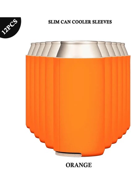 12PCS Slim Can Daha Soğutucu Kollar Boş Neopren Ince Kılıf Süblimasyon Ince Bira Soda Su Şişeleri Için Soğutucu Dıy Renk: 12PCS Portakal (Yurt Dışından)