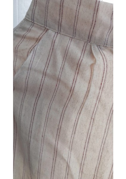 Is Berceste Çizgili Keten Görünümlü Halter Yaka Yelek ve Pantolon Dokuma Ikili Alt-Üst Takım fiyatları