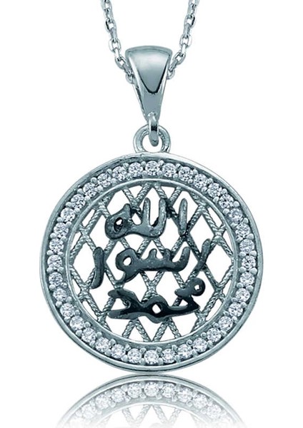 Gümüş Taşlı Mühr-Ü Şerif Bayan Kolye