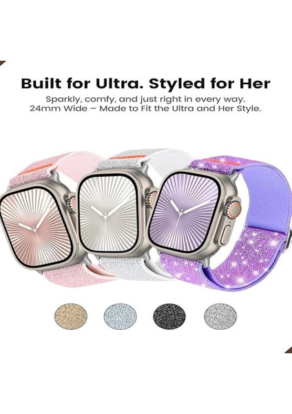 Apple Watch 4-5-6-7-8-9-10 Se Ultra Uyumlu 44-45-46-49MM Kumaş Elastik Kordon Kayış modelleri