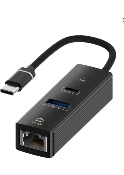 Usb-C Ethernet Çevirici | Usb 3.0 + Type-C Dişi | 100 Mbps Lan