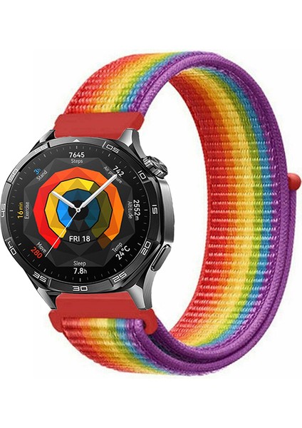 Huawei Watch Gt5 46MM ile Uyumlu Kordon Kumaş Desenli Cırt Cırtlı Spor Kayış