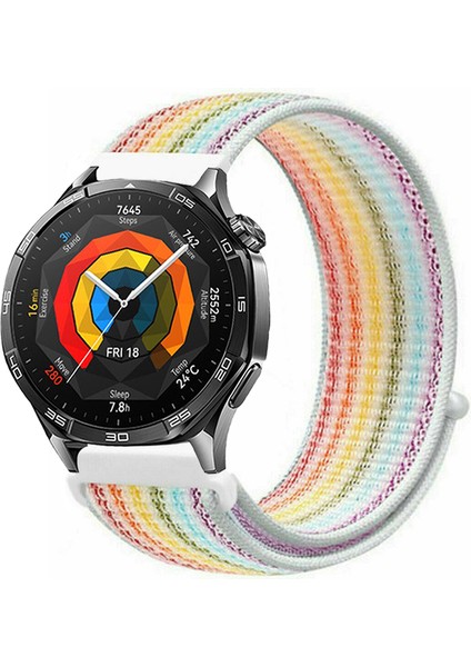 Huawei Watch Gt5 46MM ile Uyumlu Kordon Kumaş Desenli Cırt Cırtlı Spor Kayış