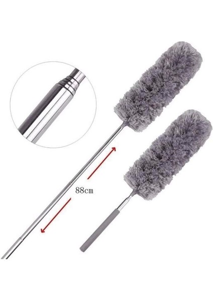 140 cm Teleskopik Uzatılabilir Mikrofiber Yumuşak Başlıklı Gri Toz Alma Fırçası Toz Püskülü indirimleri