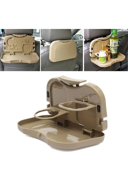 Araç Içi Koltuk Arkası Katlanabilir Bardak Tutuculu Bej Tepsi modelleri