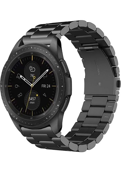 samsung Galaxy Watch 42MM ile Uyumlu Kordon Klasik Baklava Model Paslanmaz Çelik Metal Kayış