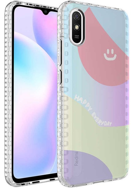 Xiaomi Redmi 9A Kılıf Airbag Kenarlı Renkli Desenli Silikon Znth Elegans Kapak-No7