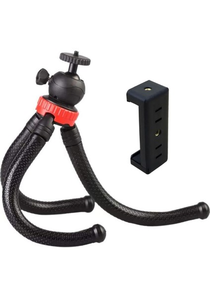 Ahtapot Bükülebilir Tripod 30cm 360 Derece Ayarlanabilir 320gr Selfie Telefon Tutuculu 3 Ayaklı All in one