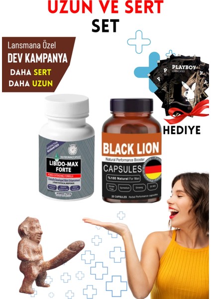 Libido Max + Black Lion Büyütücülü Mucizevi Erkek Performans Arttırıcılı Set + Jelle