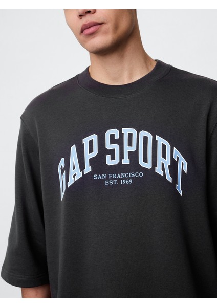 Erkek Siyah Oversized Gap Grafik Terry T-Shirt modelleri