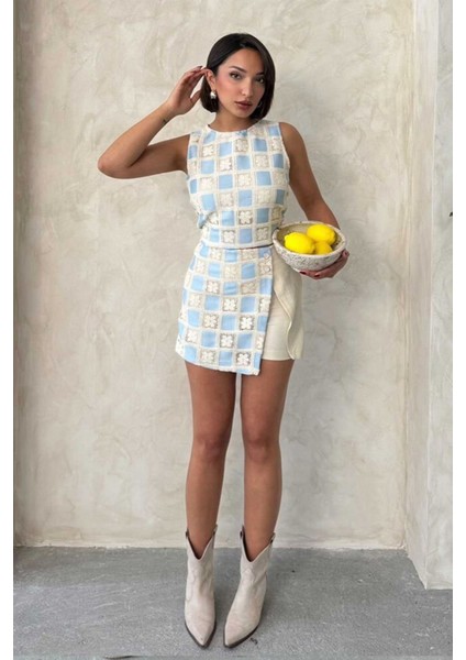 Kadın Yazlık Bisiklet Yaka Kroşata Motifli Güpür Bluz 3D-2341 fırsatları