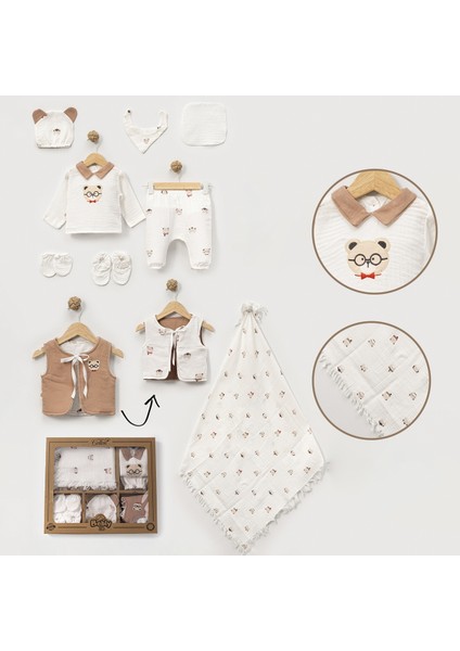 Erkek Bebek Elyaflı 10'lu Müslin Set 0 - 3 Ay