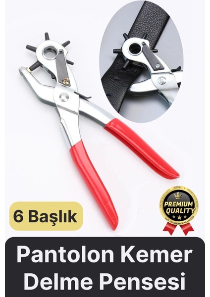 Çok Fonksiyonlu Paslanmaz Çelik Delik Açma Aleti 6 Başlıklı Kumaş Deri Pantolon Kemer Delme Pensesi