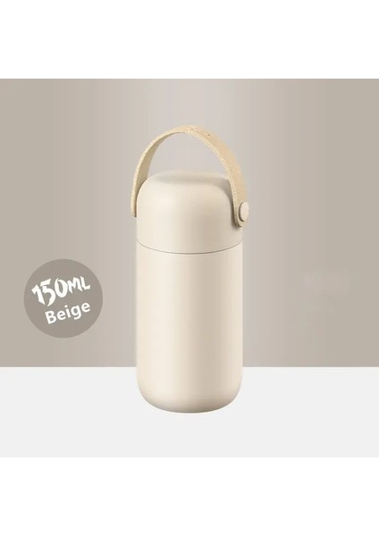 150ML Mini Çift Paslanmaz Çelik Termos Kupa Moda Taşınabilir Cep Vakum Şişesi Kahve Çay Termal Su Şişesi Tumbler Kapasite: 150ML/RENK: Bej (Yurt Dışından)