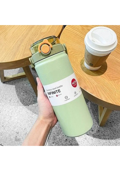 1l Paslanmaz Çelik Termal Su Şişesi Termozları Soğuk Sıcak Içecekler Termos Kupası Fitness Vakum Şişesi Saman Tulumbil Taşınabilir Kapasite: 1000ML/RENK: Yeşil (Yurt Dışından)