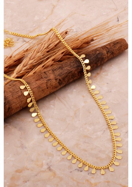 Damla Pullu Altın Kaplama Choker Gümüş Kolye 7976