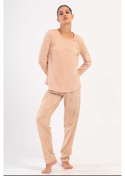 Pamuklu Kadın Uzun Kol Pijama Takım , 405082
