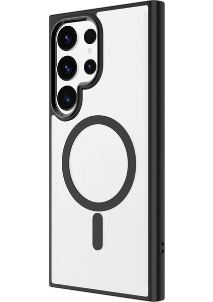 Galaxy S24 Ultra Kılıf Magsafe Şarj Özellikli Znth Krom Magsafe Silikon Kapak-Siyah